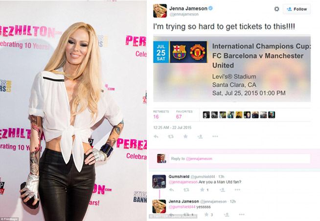 Bintang Porno Jenna Jameson Akui Pendukung MU tapi Kesulitan Beli Tiket Laga Santa Clara